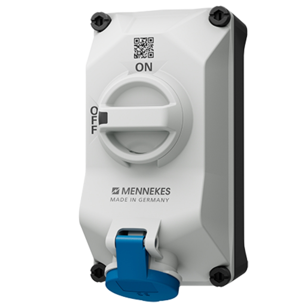 MENNEKES 5601306G (รหัสเดิม 7002A) ปลั๊กตัวเมียติดผนัง พร้อมสวิทว์และ DUO-Interlock (2P+E) 16A 230V IP44