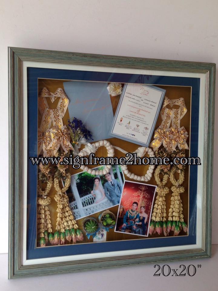 กรอบทรงลึก 2ชั้น ใส่พวงมาลัยงานแต่ง ขนาด20x20"