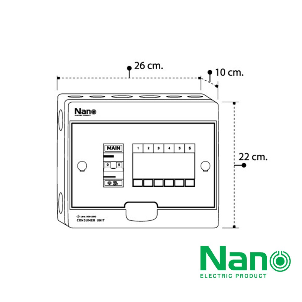 Nano Electric® CM32-06 ตู้คอนซูเมอร์ยูนิต SHIHLIN/NANO เมน+6ช่อง ( พร้อมเมน 32 A) ( 1 ชิ้น/กล่อง )