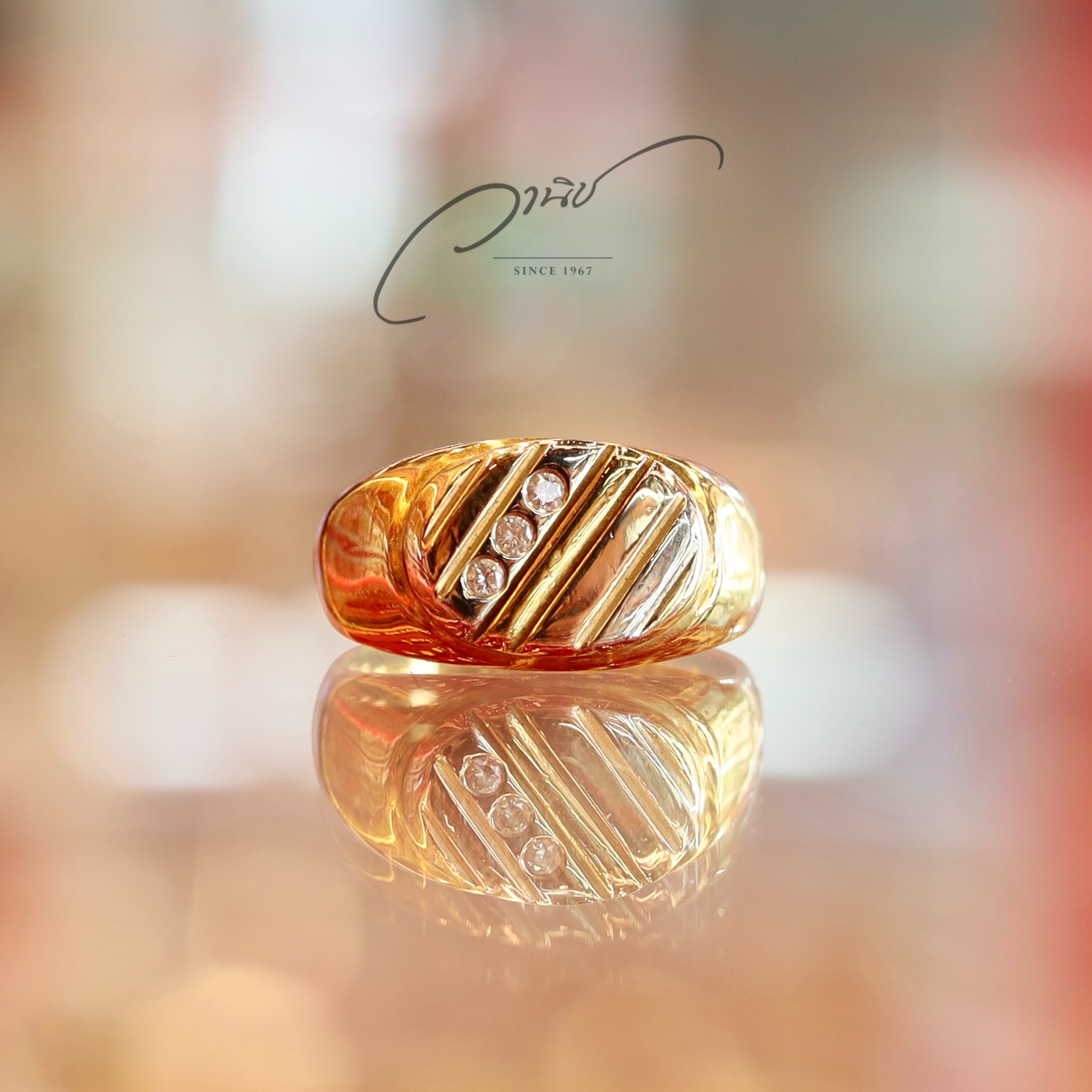 ✨แหวนทองคำ18K ฝังเพชร (งานชุบสองสี)✨