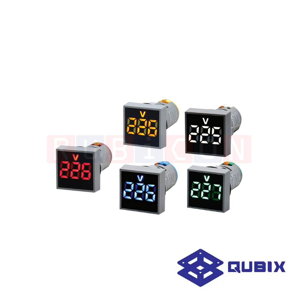 QUBIX AD22-22VM-S-A ไพล็อตแล้มป์วัดแรงดันไฟฟ้า LED PILOT LAMP VOLTMETER เหลือง (AMBER) 10 ชิ้น/กล่อง