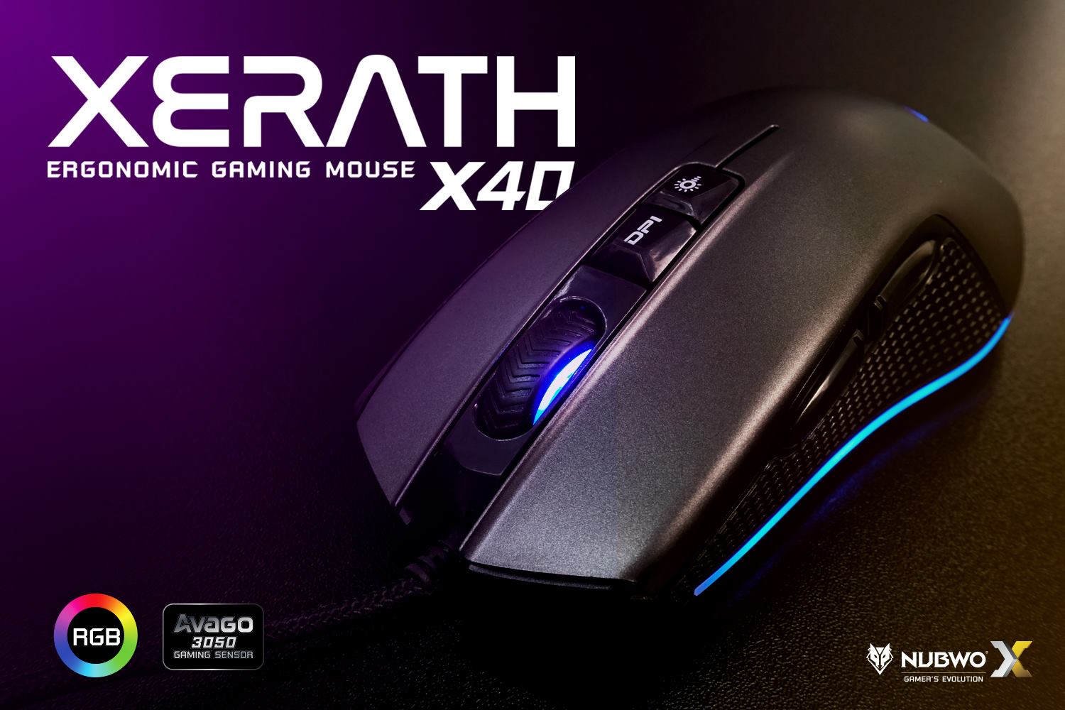 เม้าส์เกมส์ NUBWO-X รุ่น XERATH X40 OPTICAL (BLACK)