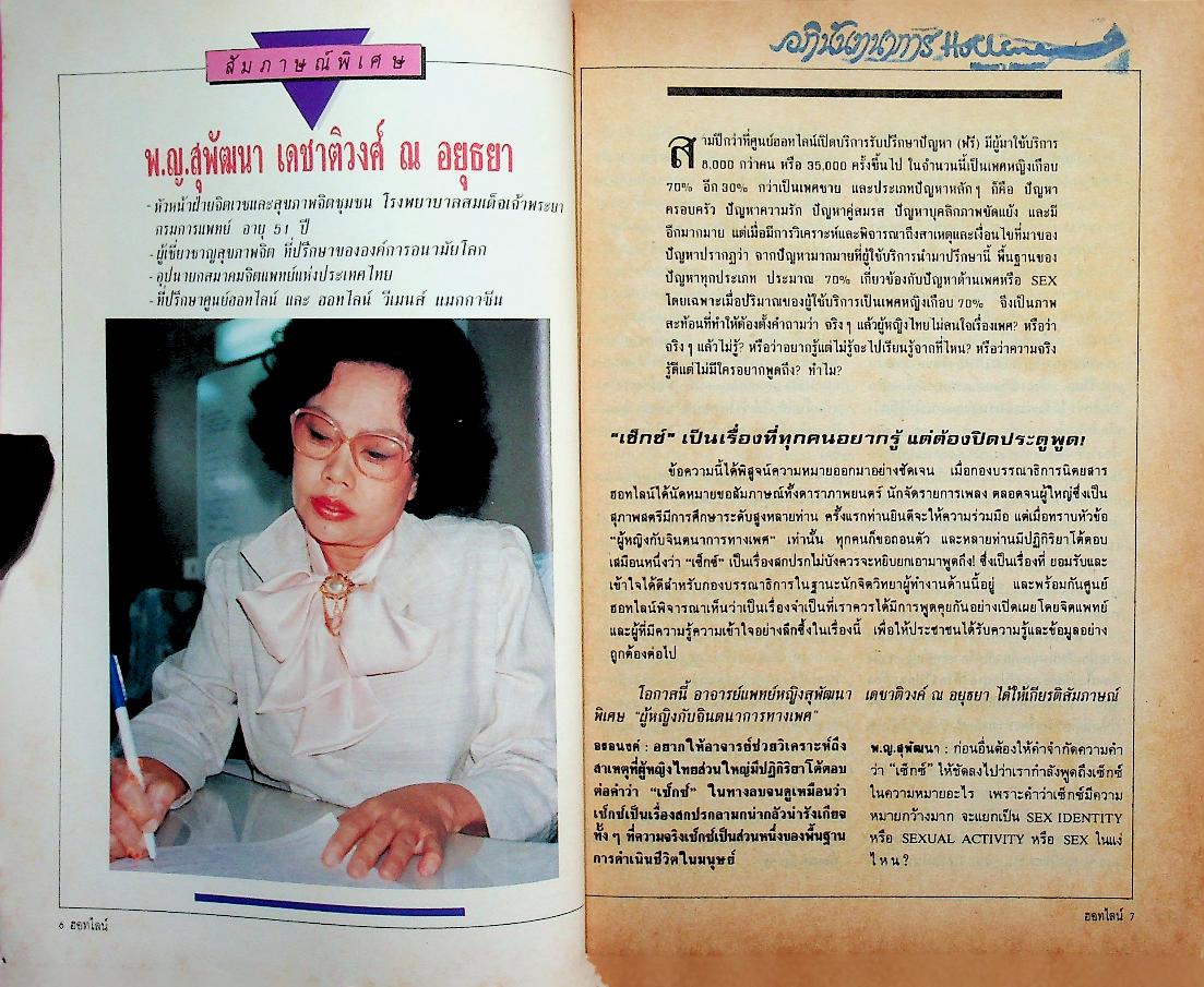 นิตยสารฮอทไลน์ ผู้หญิงกับจินตนาการทางเพศ! ปีที่ 1 ฉบับที่ 1 กรกฎาคม 2531