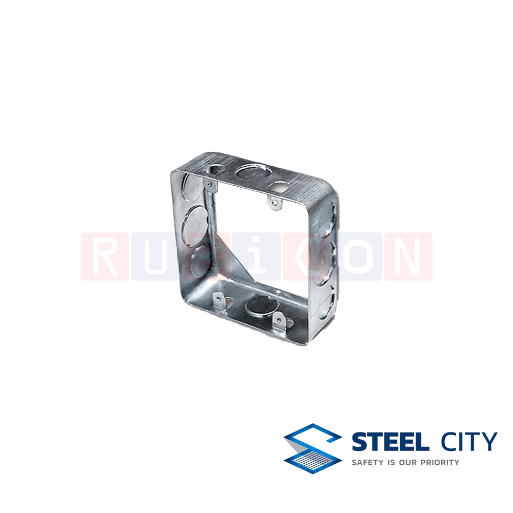 STEEL CITY BX82 สแควบ๊อกซ์ 4 หูู ตื้น ก้นทะลุ 1/2" x 3/4" x 1/2" ( One For All Square Boxes) หนา 1.0 mm