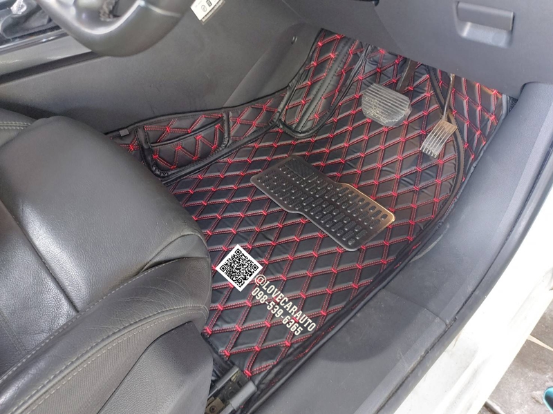 พรมปูพื้นรถยนต์ Peugeot 508 vvip สีดำด้ายแดง