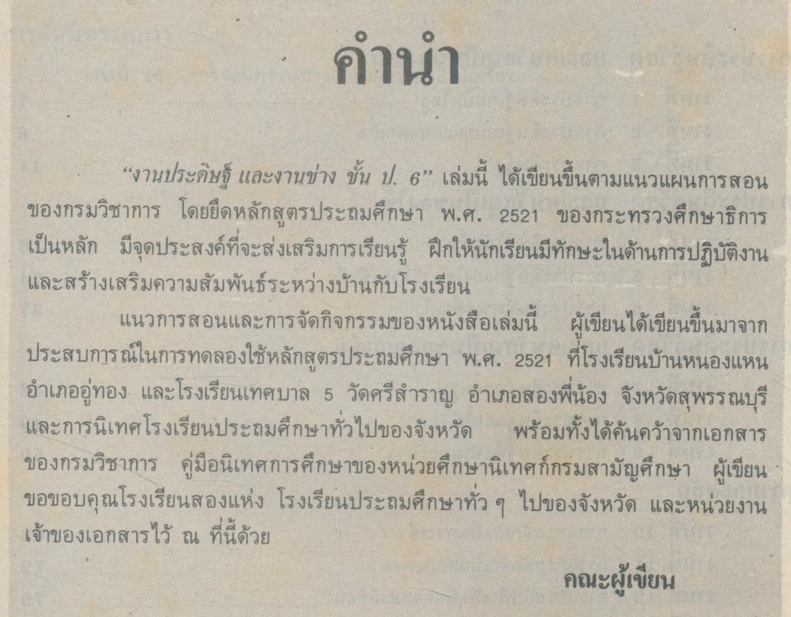 งานประดิษฐ์ และงานช่าง ชั้นประถมศึกษาปีที่ 6