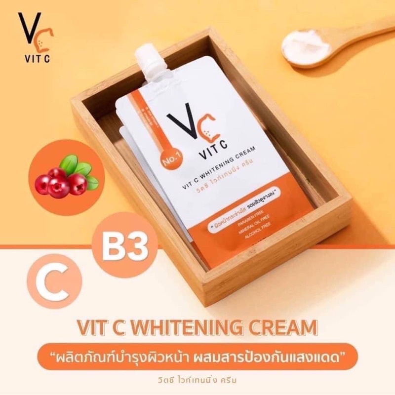 ครีมวิตซีน้องฉัตร Vit C Whitening Cream7g. (ยกกล่อง มี10ซอง)