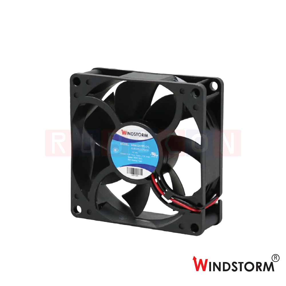 WB802H7PI-D1L-G พัดลมระบายอากาศ แบบลูกปืน 3" 12VDC "WINDSTORM"