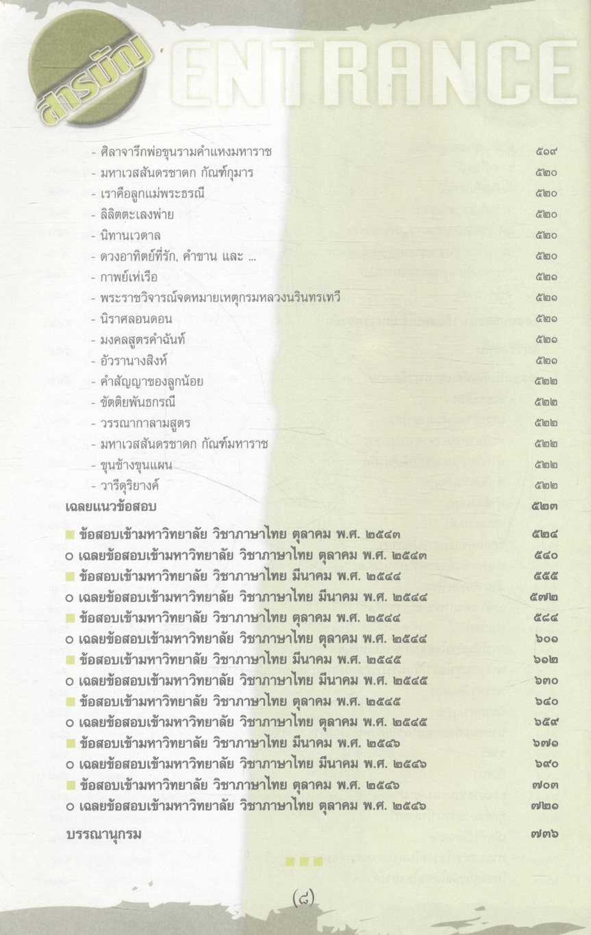 คู่มือเตรียมสอบ ENTRANCE ระบบใหม่ ภาษาไทย ม.4-5-6 เตรียมสอบ ปี 2546-47