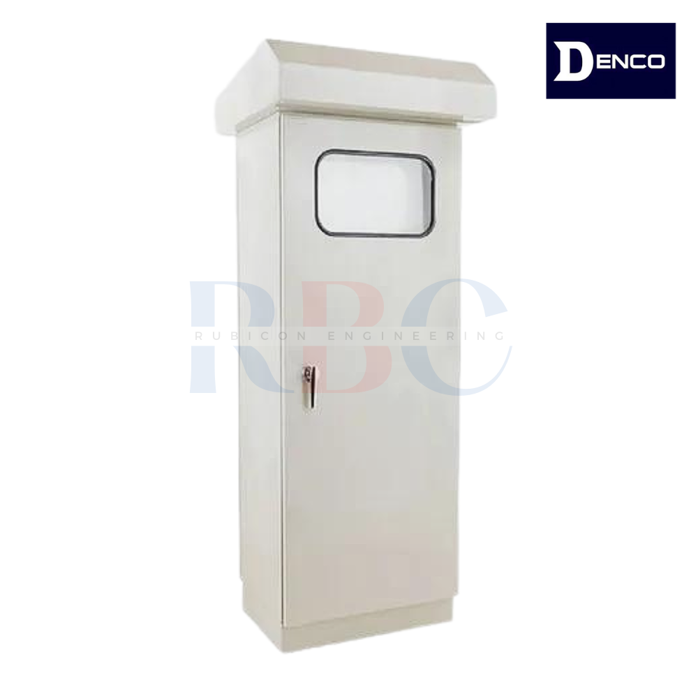 DENCO DO-02 ตู้เหล็กกันน้ำ ประตู 2 ชั้น ฝาหน้ากระจกใส มีหลังคา IP45 สีครีม (RAL 7032) ขนาด : 600x1800x600 มม. (MAIN DISTRIBUTION BOARD DO SERIES)