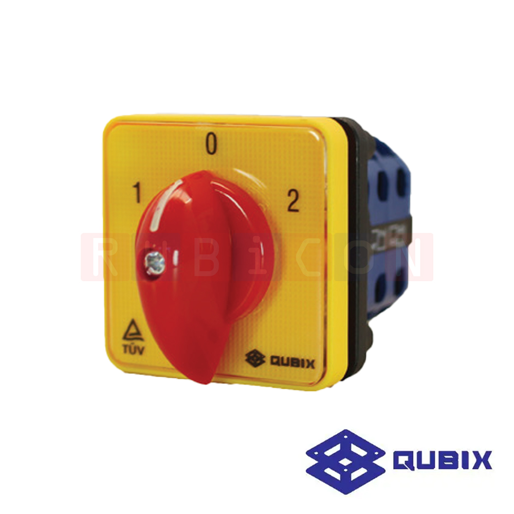 QUBIX SA16-3-2/61026-B03 สวิตช์สับเปลี่ยนสองทางมีตำแหน่งปิด 2P 16A 3kW / 5.5kW 48×48มม. (CHANGE OVER SWITCHES WITH OFF)