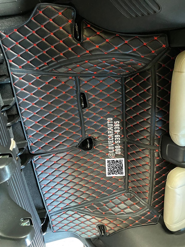 พรมรถยนต์ 6D lsuzu Mux 2014 ลายเคฟล่าสีดำด้ายแดง