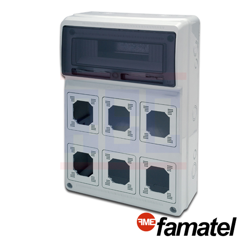 FAMATEL 3962 KNOCK-OUT BOXES (16 Modules) (6 Sockets) Size 506x330x150mm.,IP65,IK08
