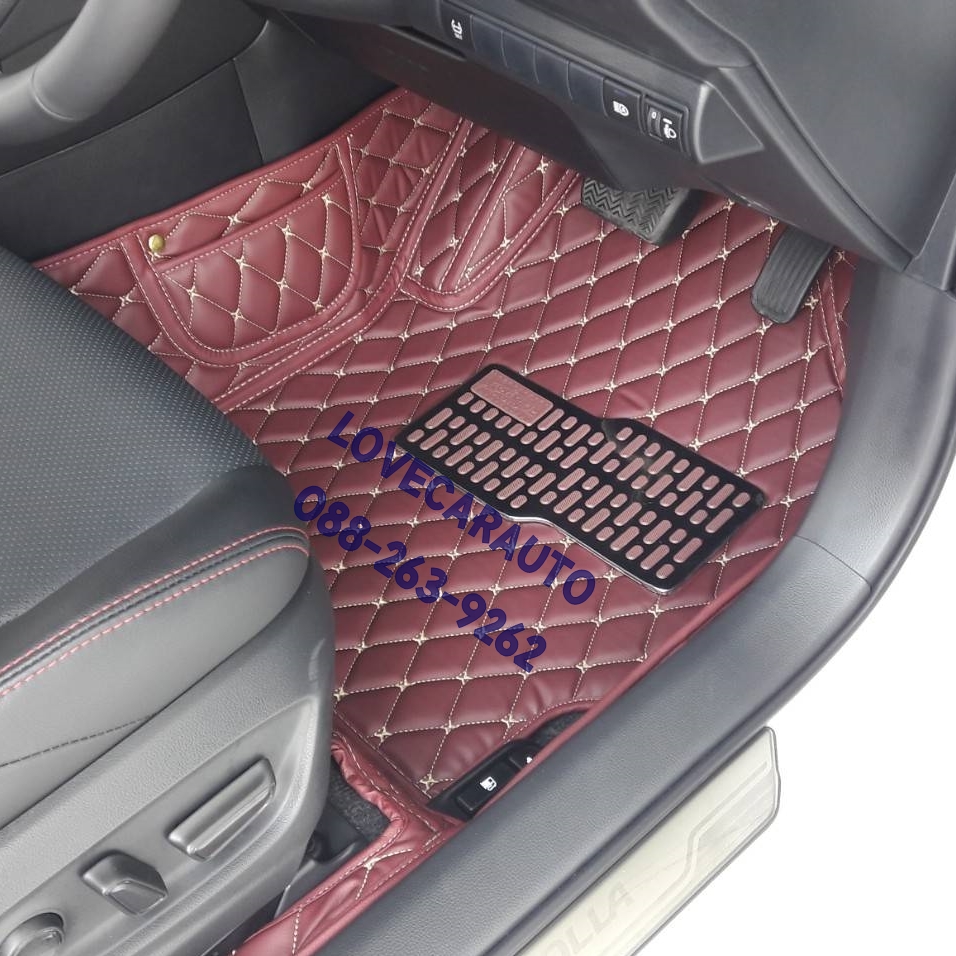 พรมปูพื้นรถยนต์ 6D Toyota Corallo altis เข้ารูป +แผ่นท้าย (สีเลือดหมู)