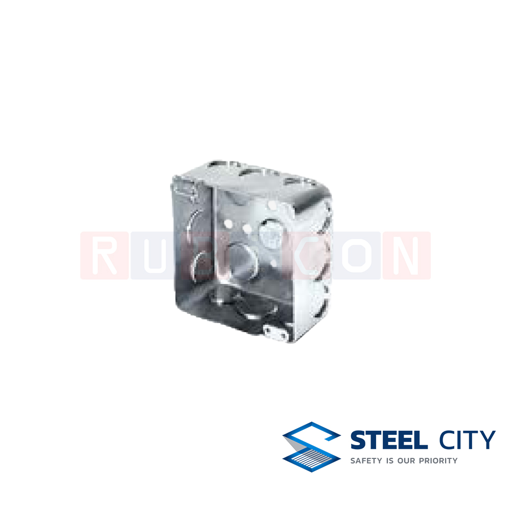 STEEL CITY BX947 สแควร์บ๊อกซ์ 4” X 4” ลึก 3/4" x 1" (SQUARE BOX 4" x 4") หนา 1.2 mm.