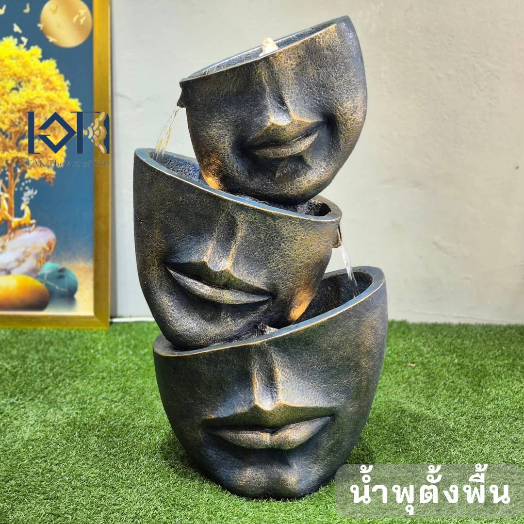 น้ำพุน้ำล้นตั้งพื้น รหัสFF3002 รุ่นปากยิ้มรับทรัพย์ ให้มีเงินทองมีกินมีใช้ แต่งบ้านแต่งสวน ให้เป็นมงคล