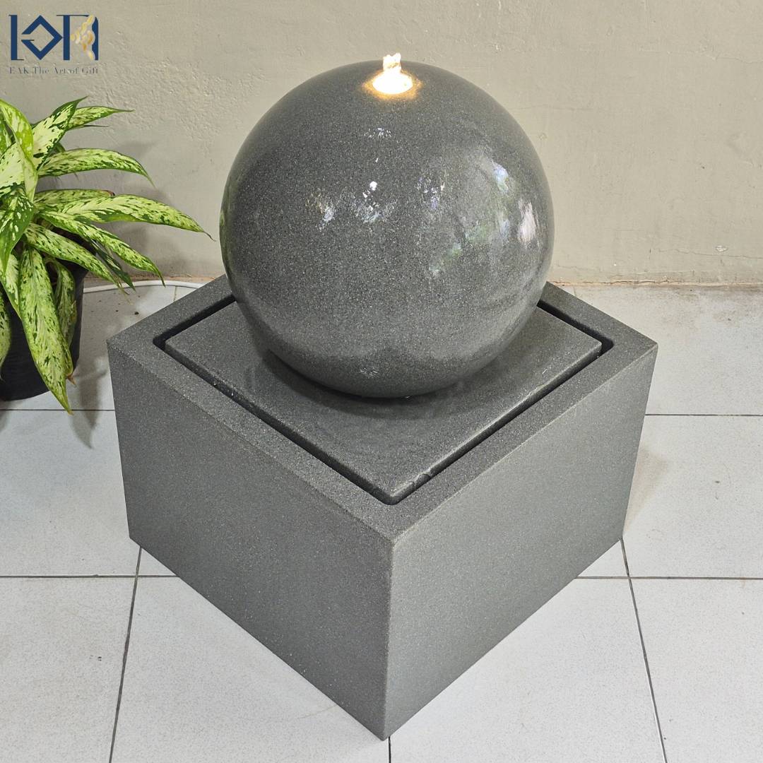 น้ำพุน้ำล้นตั้งพื้น รุ่นGranilite MZ16166JB อ่างน้ำพุล้นวางหน้าบ้าน หน้าร้านค้าสำนักงานเสริมฮวงจุ้ยจกแจ่งบ้านสไตล์โมเดิร์น