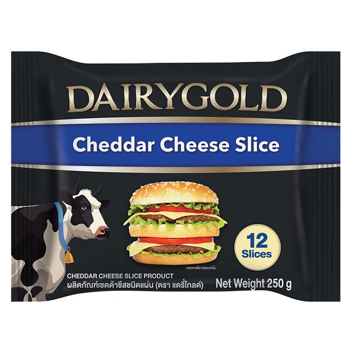 Dairygold แดรี่โกลด์เชดด้าชีสแผ่น 12สไลซ์ 250 กรัม