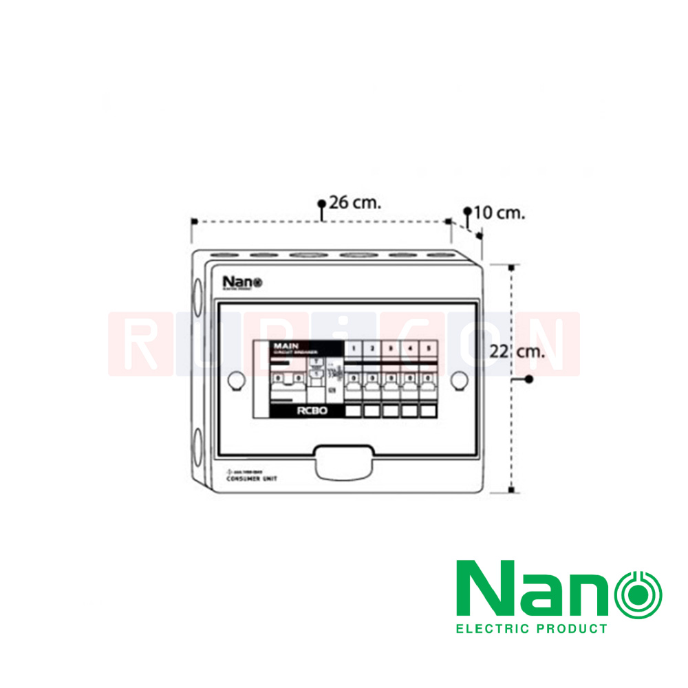 Nano Electric® CR50B-05 ตู้คอนซูเมอร์ยูนิต SHIHLIN/NANO เมน+5ช่อง ( พร้อมเมนกัดดูด 63 A+ลูกย่อย) ( 1 ชิ้น/กล่อง )