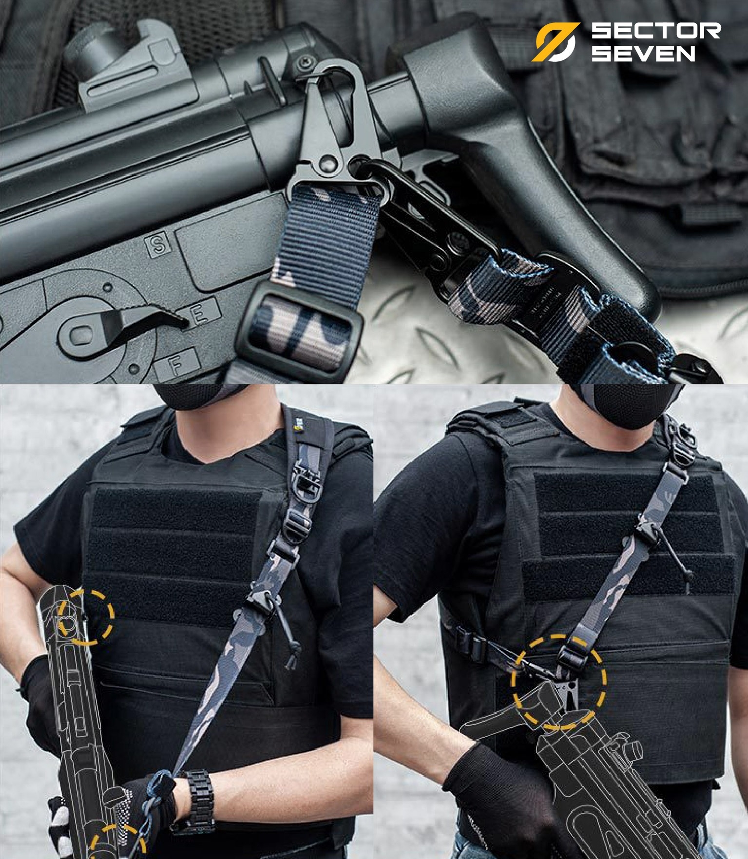 🇹🇭 1157 ไทยแลนด์ แทคติคอล สายสะพาย 2 จุด SECTOR SEVEN Two Point Sling