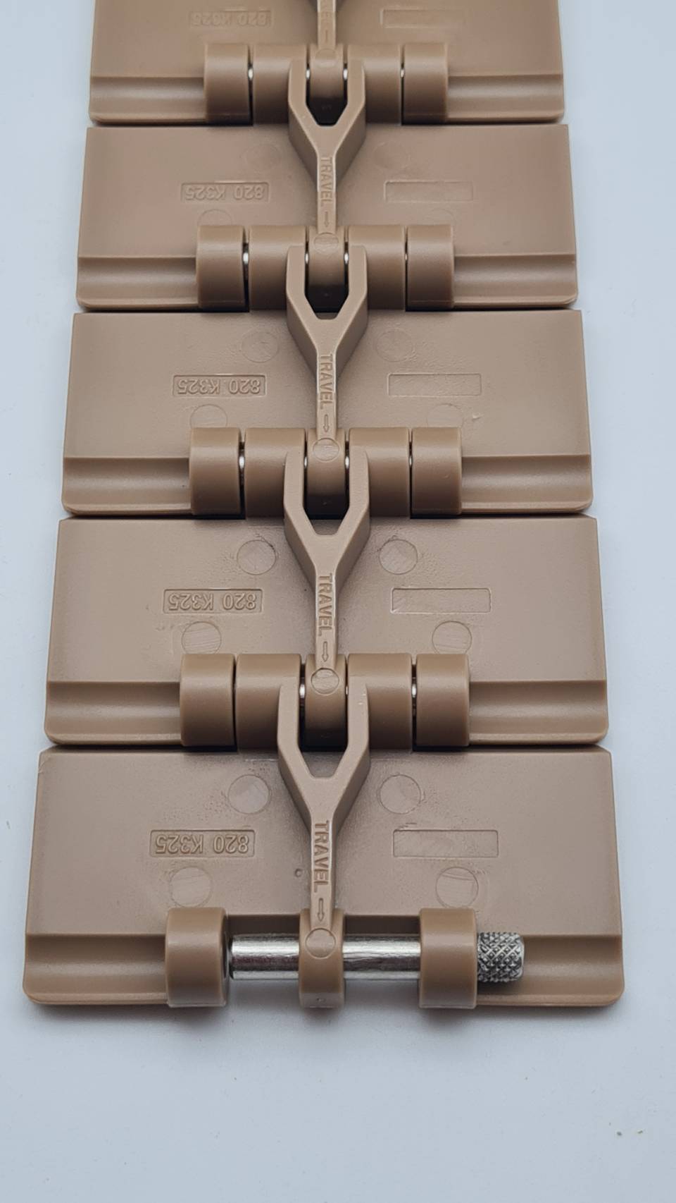 สายพานลำเลียงแบบทางตรง Top chain 820K325 สำหรับโรงงานน้ำดื่มและระบบขนถ่ายวัสดุยาว 3เมตร