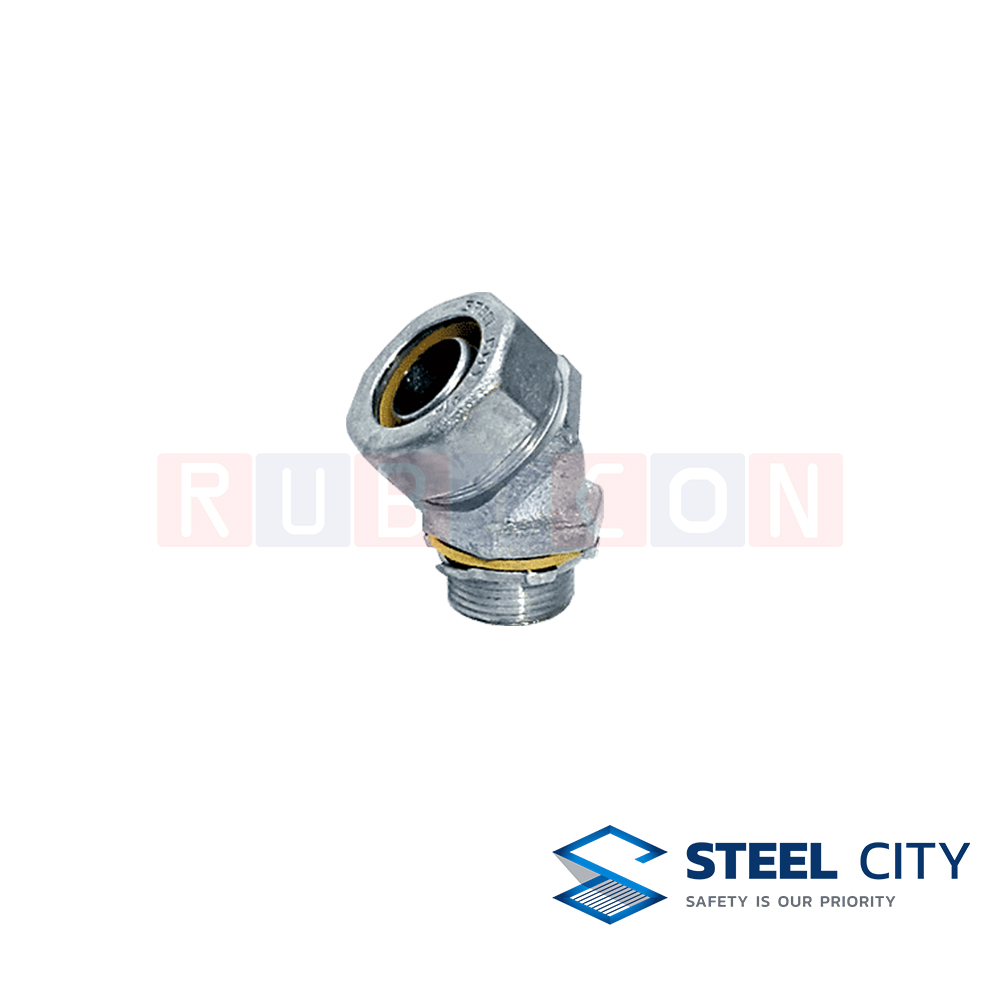 STEEL CITY คอนเนคเตอร์จับท่ออ่อนกันน้ำ ต่อ 45° (Liquid Tight Flexible Conduit)