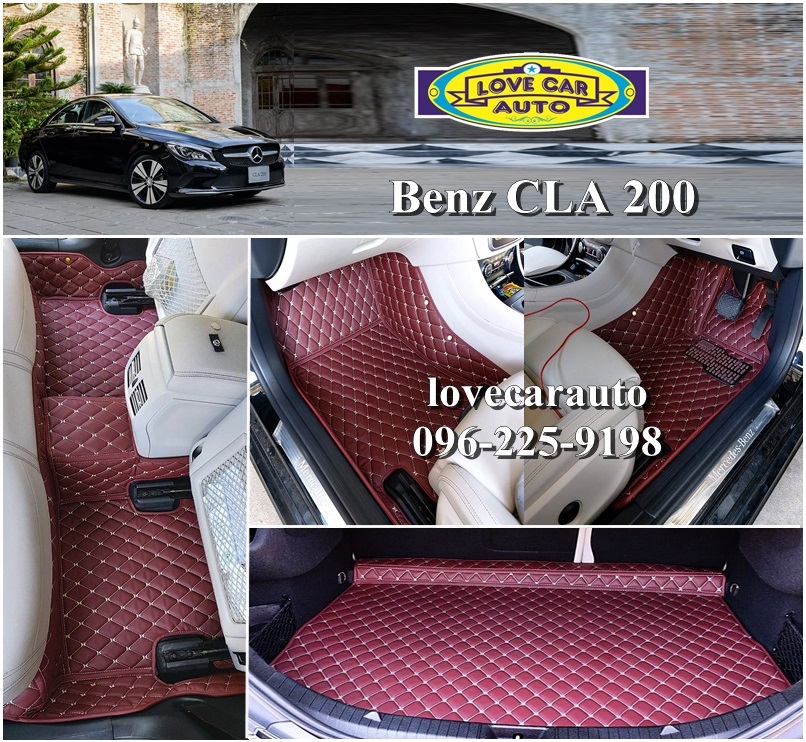 พรมรถยนต์ 6D สีแดงไวน์ Benz CLA 200