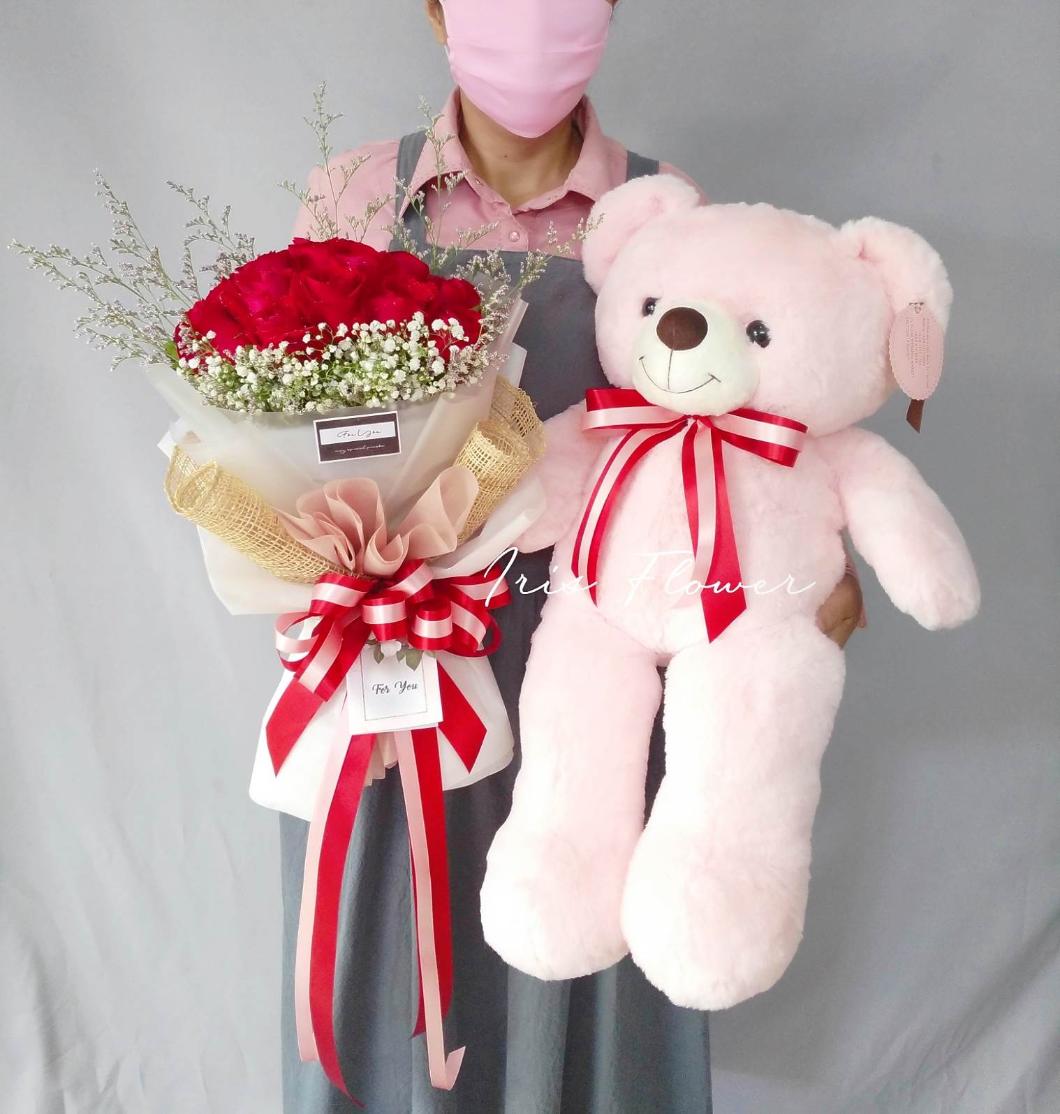 ตุ๊กตาหมี 60cm.และช่อดอกกุหลาบ