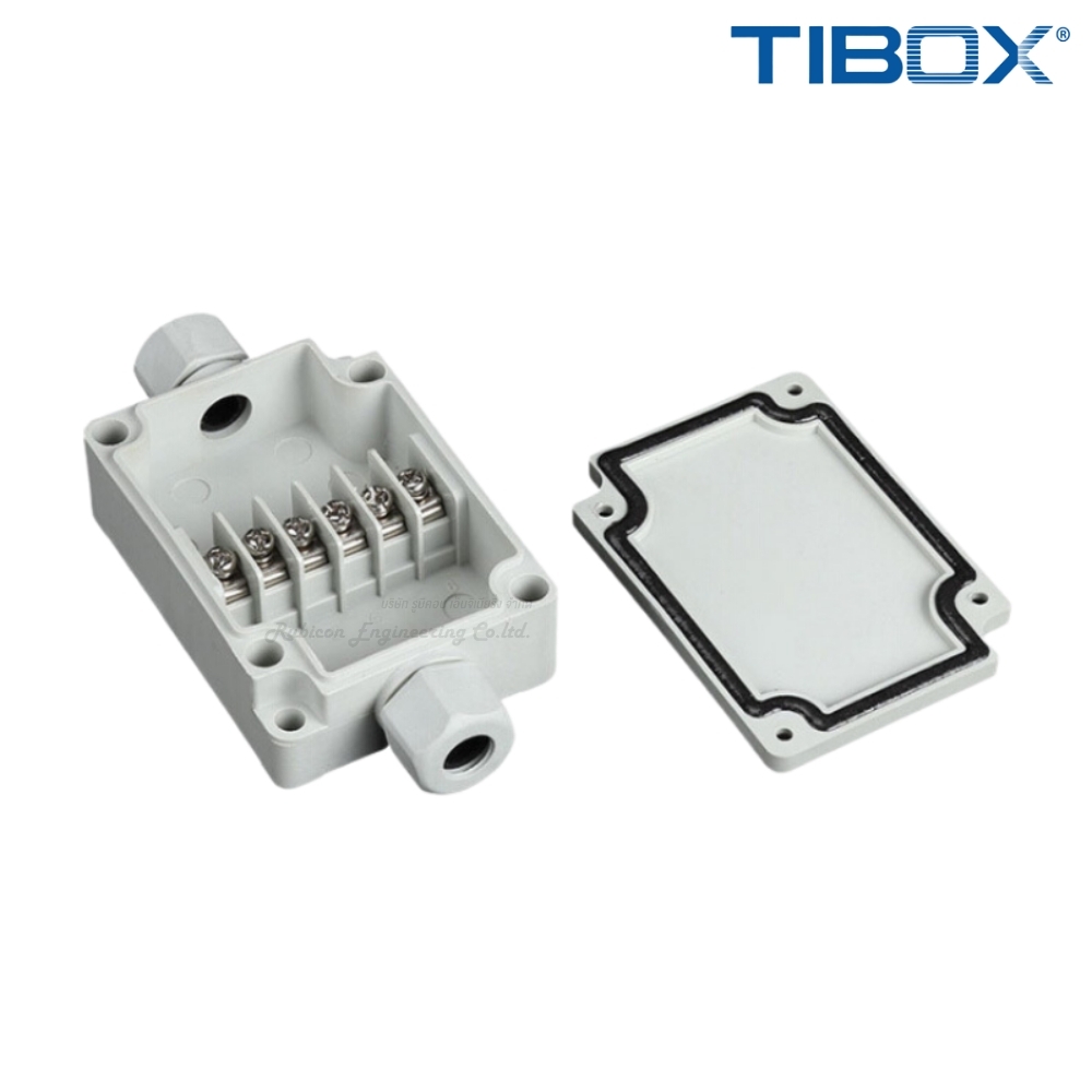 TIBOX PBT-6P กล่องพลาสติก พร้อมเทอร์มินอลบล็อก (Plastic Terminal Block Box IP66) 6Pole 15A Size : 70x50x24 mm.