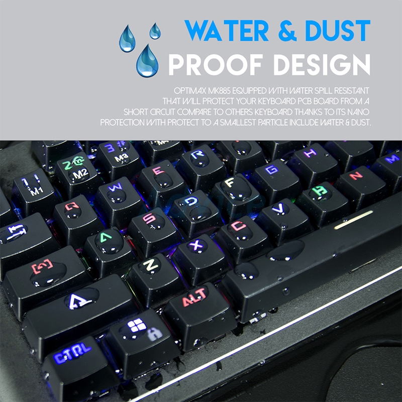 คีย์บอร์ดเกมส์ FANTECH OPTIMAX รุ่น MK885 RGB BLUE-SWITCH