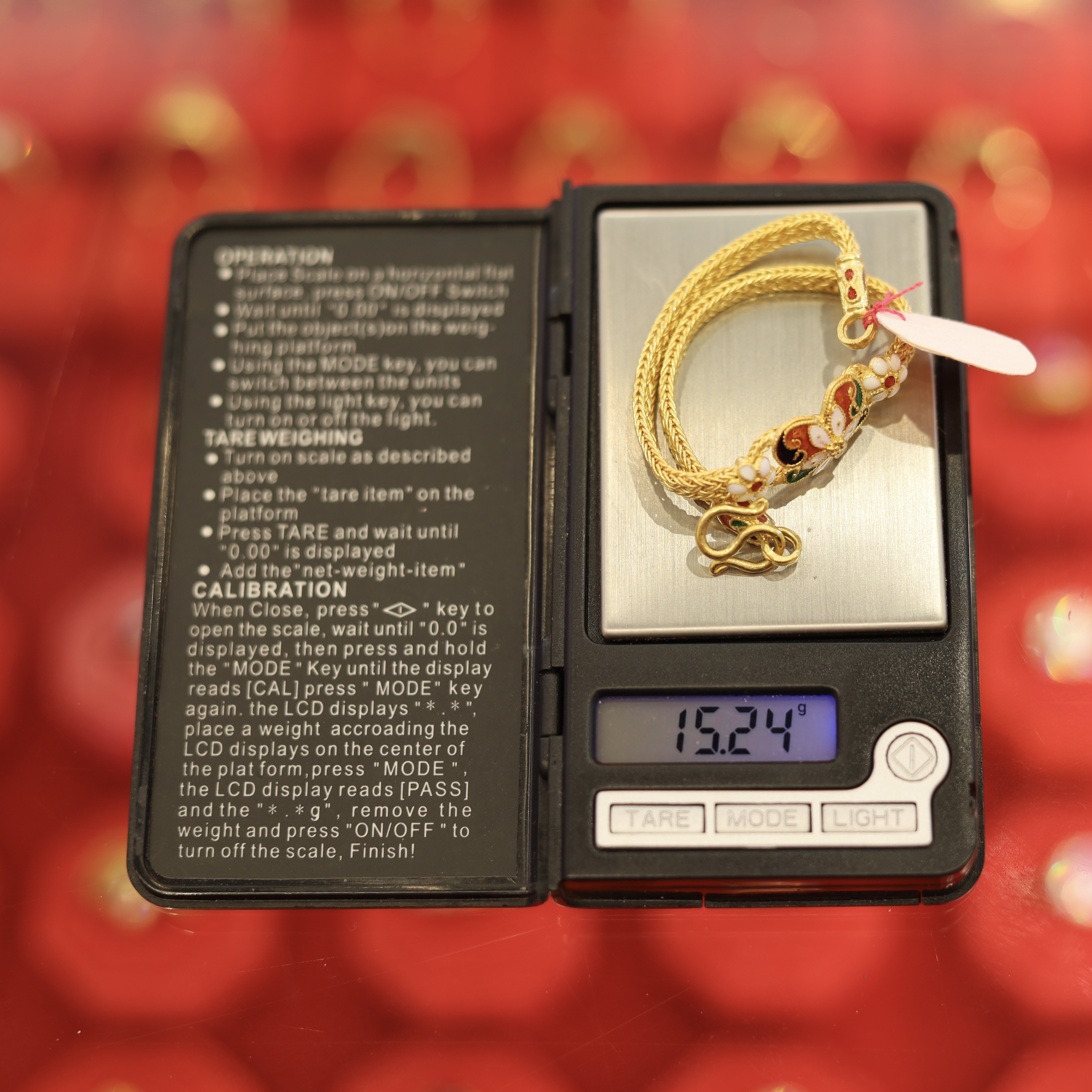 สร้อยข้อมือทองคำ 96.5% ลงยารูปดอกไม้หลากสี