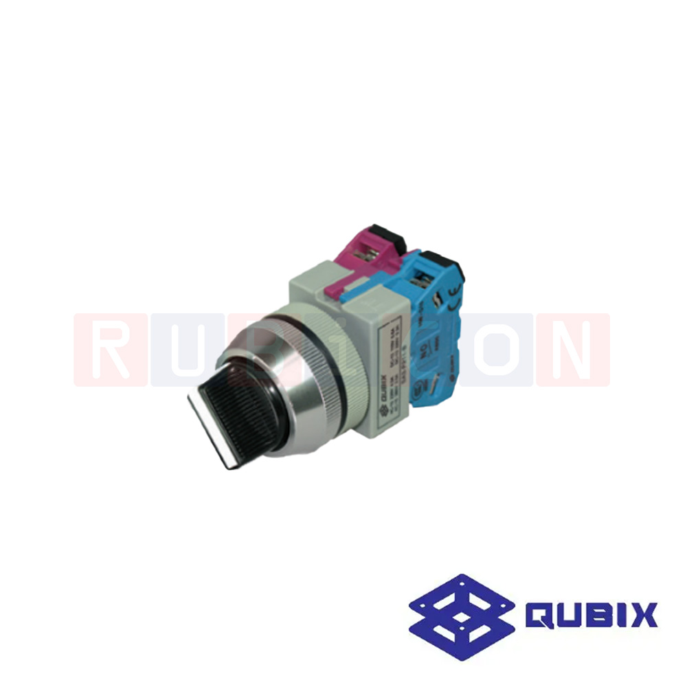 QUBIX SA3-P3R20-B สวิตช์ซีเล็คเตอร์ 3 จังหวะ สปริงรีเทิร์น สีดำ (BLACK) CONTACT 2NO (CONTROL SWITCHES : Ø30 MM.)