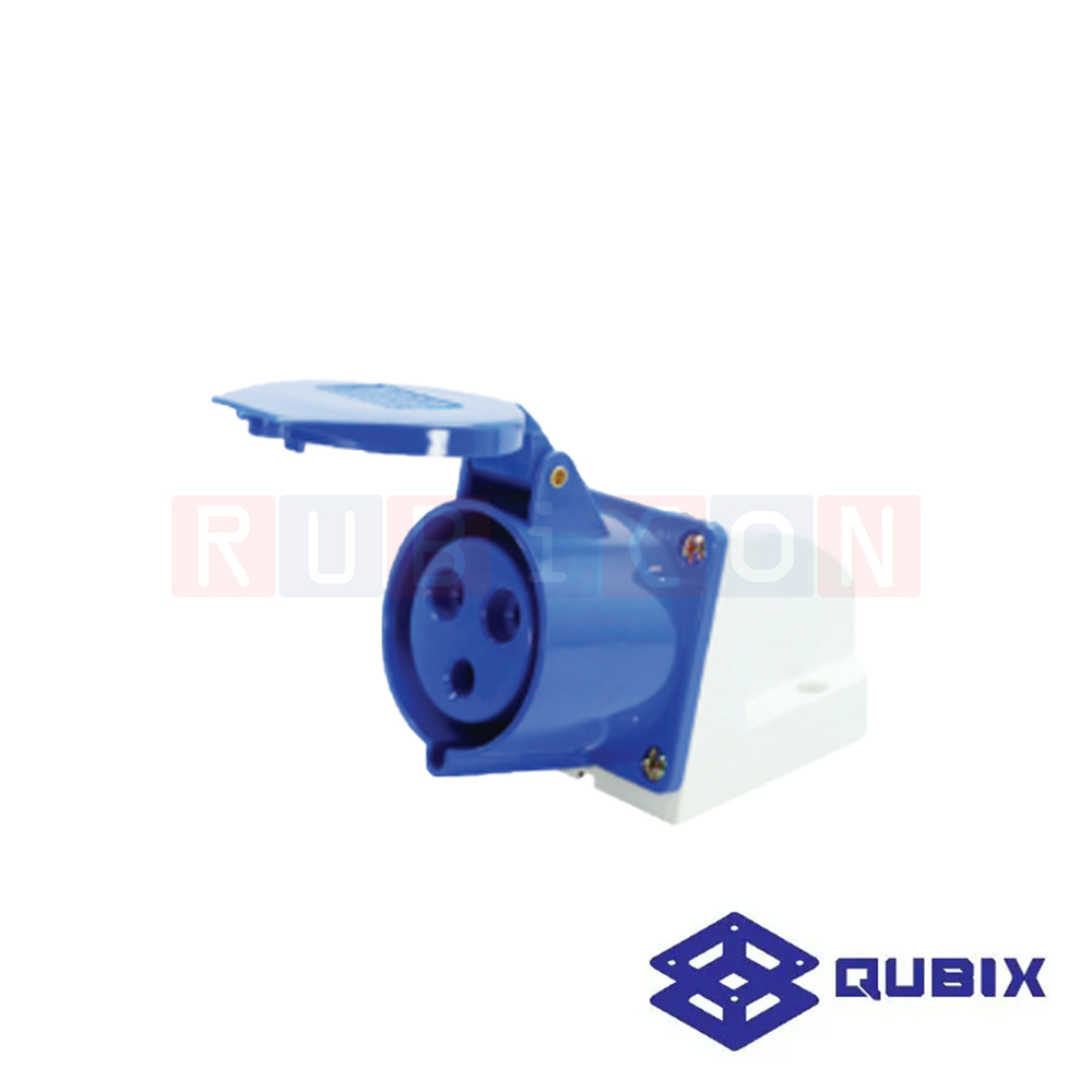QUBIX AJ-123L ปลั๊กพาวเวอร์ตัวเมียติดลอย 3 ขา 2P+E 32A 220-240V 6H IP44