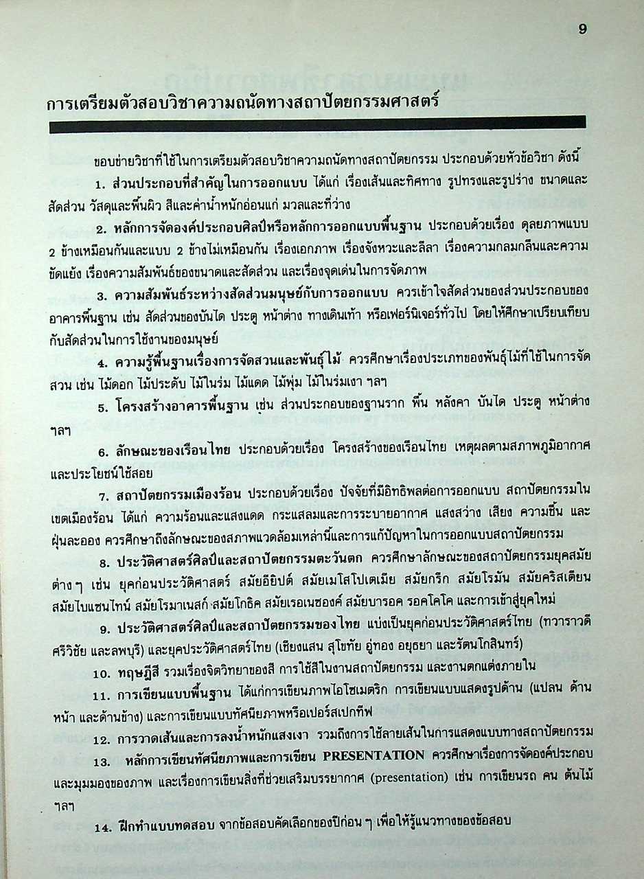 รวมข้อสอบ ความถนัดทางสถาปัตย์