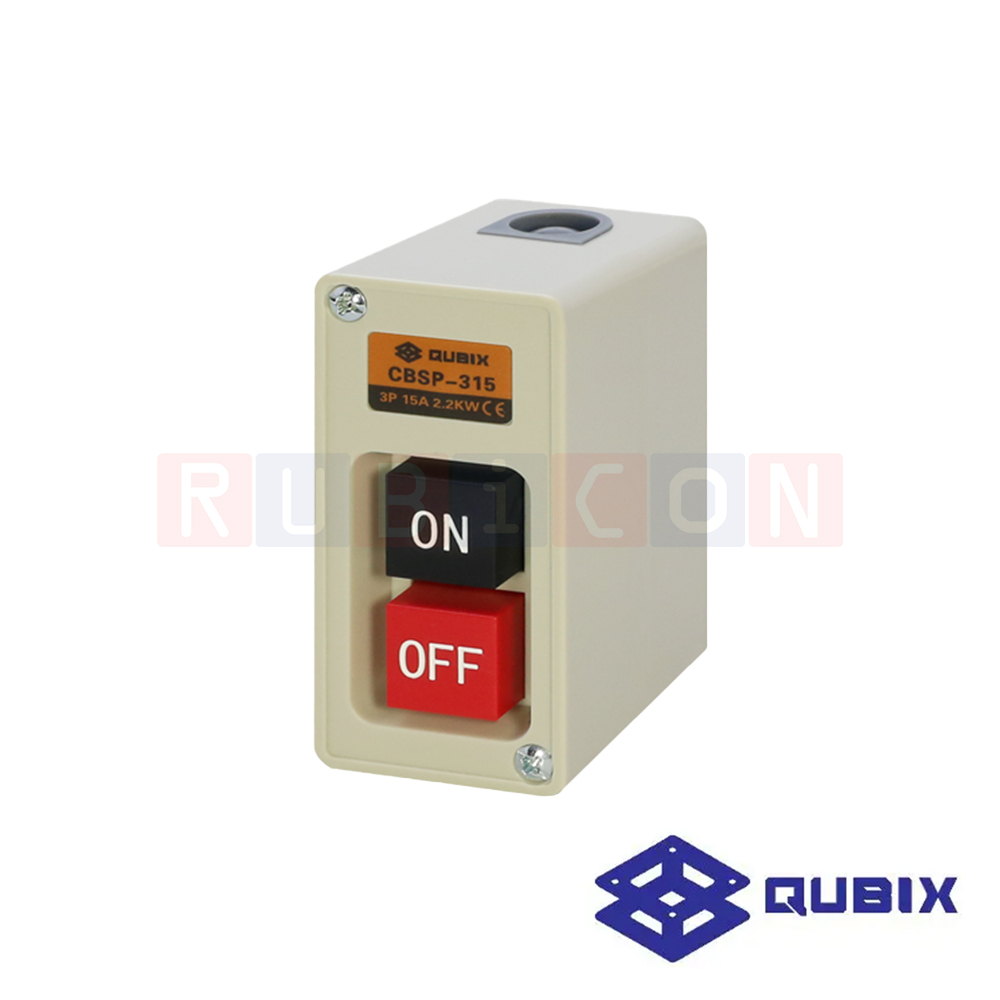 QUBIX CBSP-315 สวิตซ์กดจม ON-OFF 3P 15A 600V 2.2KW SCREW TERMINAL M4 ติดตั้งแบบลอย PLASTIC (POWER PUSHBUTTON SWITCH)