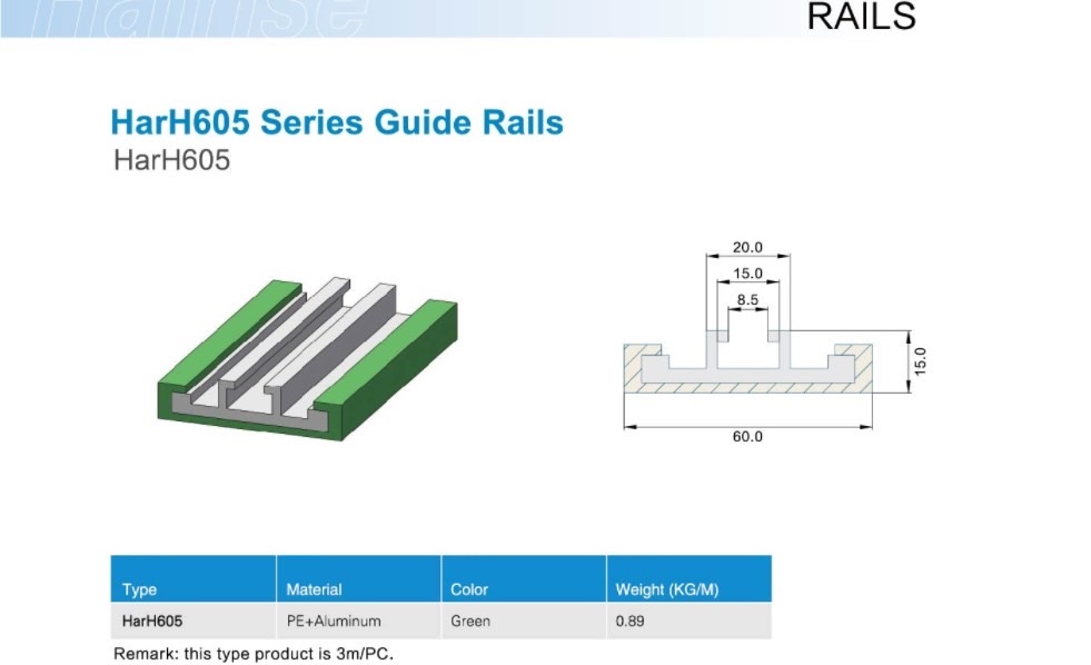 HarH605 Aluminum guide rails ตัวกั้นข้างสำหรับสร้างสายพานลำเรียงในโรงงานน้ำดื่มและโรงงานอาหาร 1 เส้นยาว 1เมตร