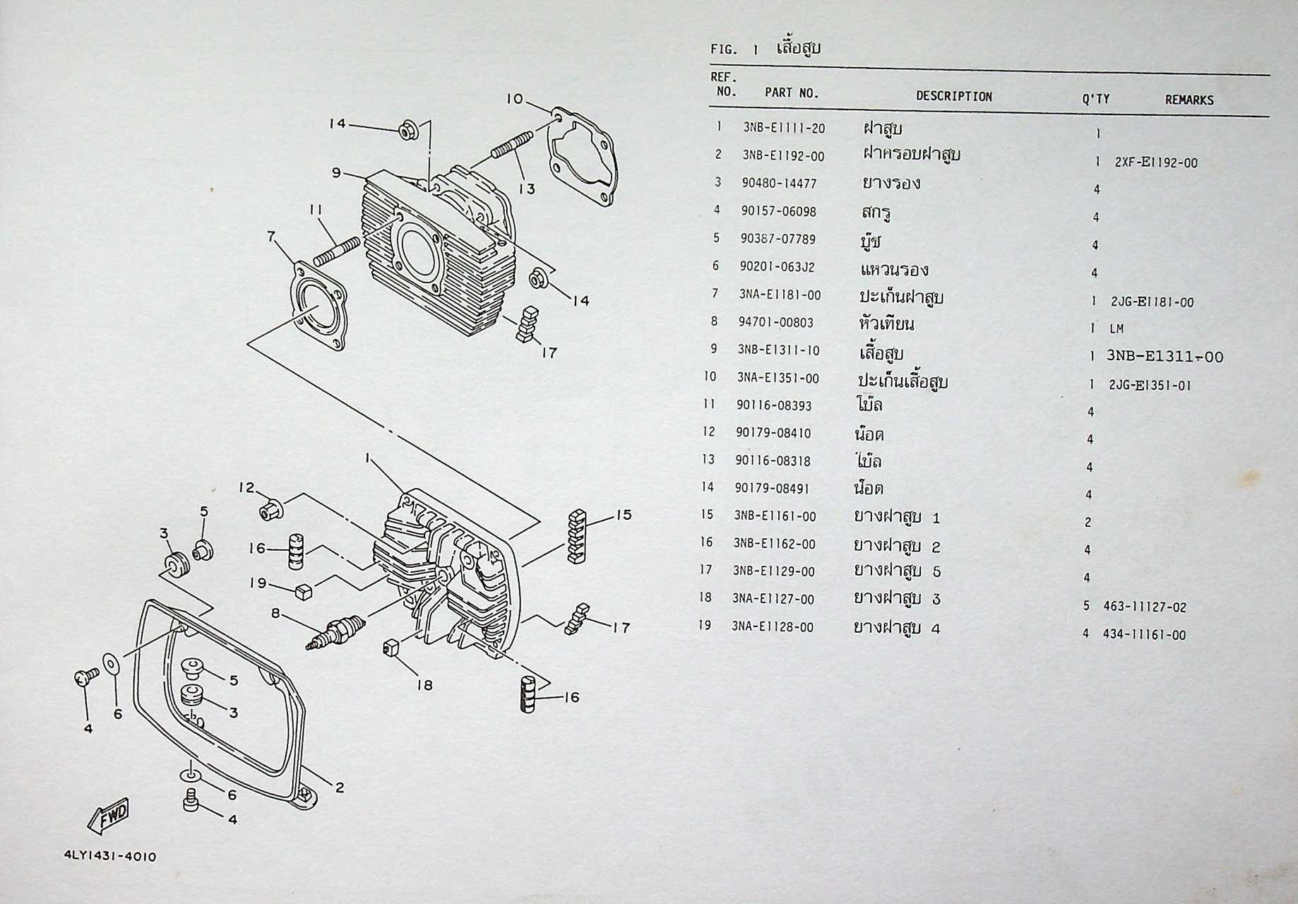 สมุดภาพอะไหล่ PARTS CATALOG : YAMAHA MATE 100 Y100 (3NA8) '95