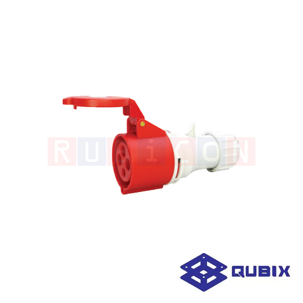 QUBIX AJ-C224 ปลั๊กพาวเวอร์ตัวเมียกลางทาง 4 ขา 3P+E 32A 380-415V 6H IP44