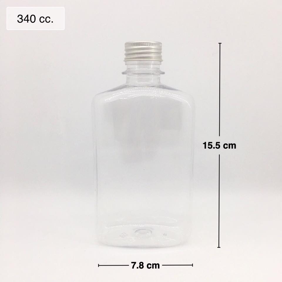 ขวด PET แบนกั๊ก(รุ่นหนา) 340 ml ปาก 28 mm.ฝาอลู