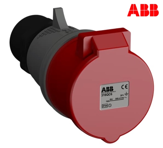 ABB 316BC6 เพาเวอร์ปลั๊กตัวเมียกลางทาง 3P+E 16A 415V IP44 6H