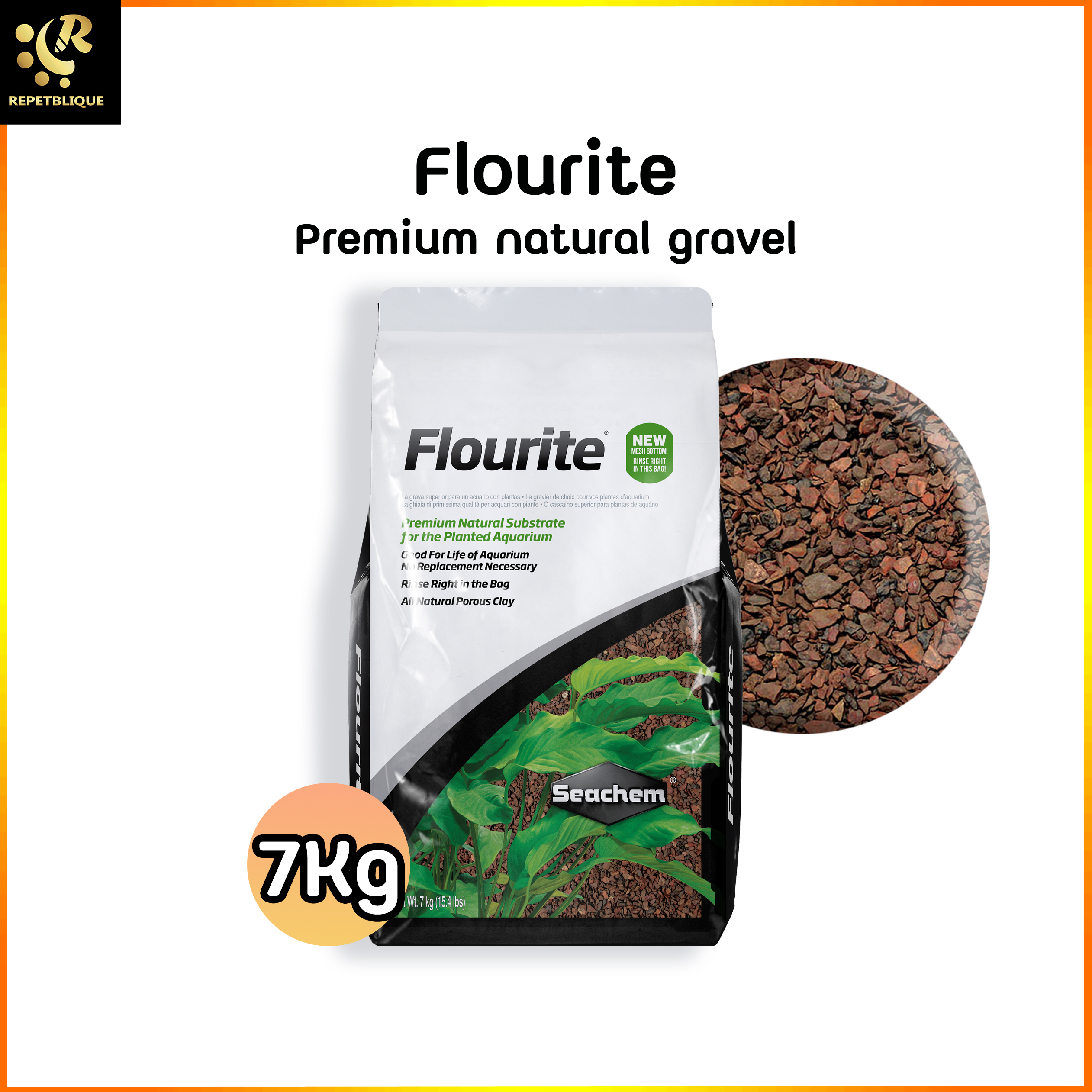 Seachem Flourite Gravel กรวดแม่น้ำ สำหรับตกแต่งตู้ปลา ตู้ไม้น้ำ กรวด