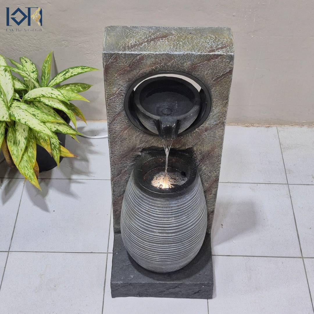 น้ำพุตั้งพื้นแต่งบ้าน รุ่นรหัส23015 น้ำตกจำลองวางหน้าบ้านเสริมฮวงจุ้ย อ่างน้ำล้นจัดสวน สำเร็จรูป