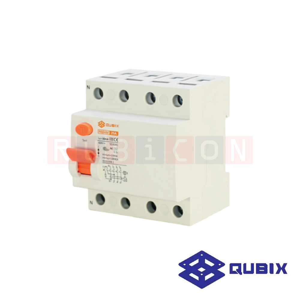 QUBIX PR8HM-463-30 30mA 4 Pole 63A 10kA อุปกรณ์ป้องกันไฟดูด-ไฟรั่ว (RESIDUAL CURRENT DEVICE)