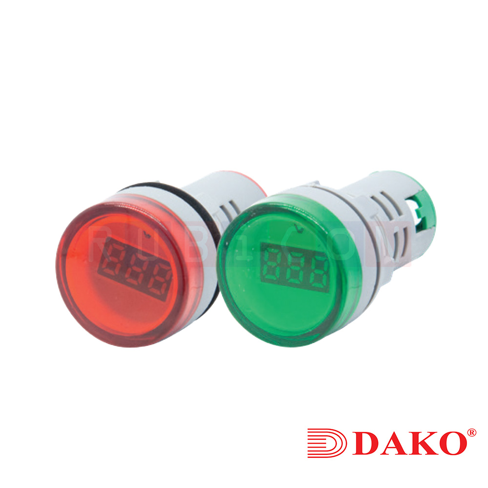 "DAKO" AD101-22-VMR ไพลอตแลมป์ มิเตอร์วัด โวลท์์ 22 มม. สีแดง (RED) (VOLTAGE INDICATOR)