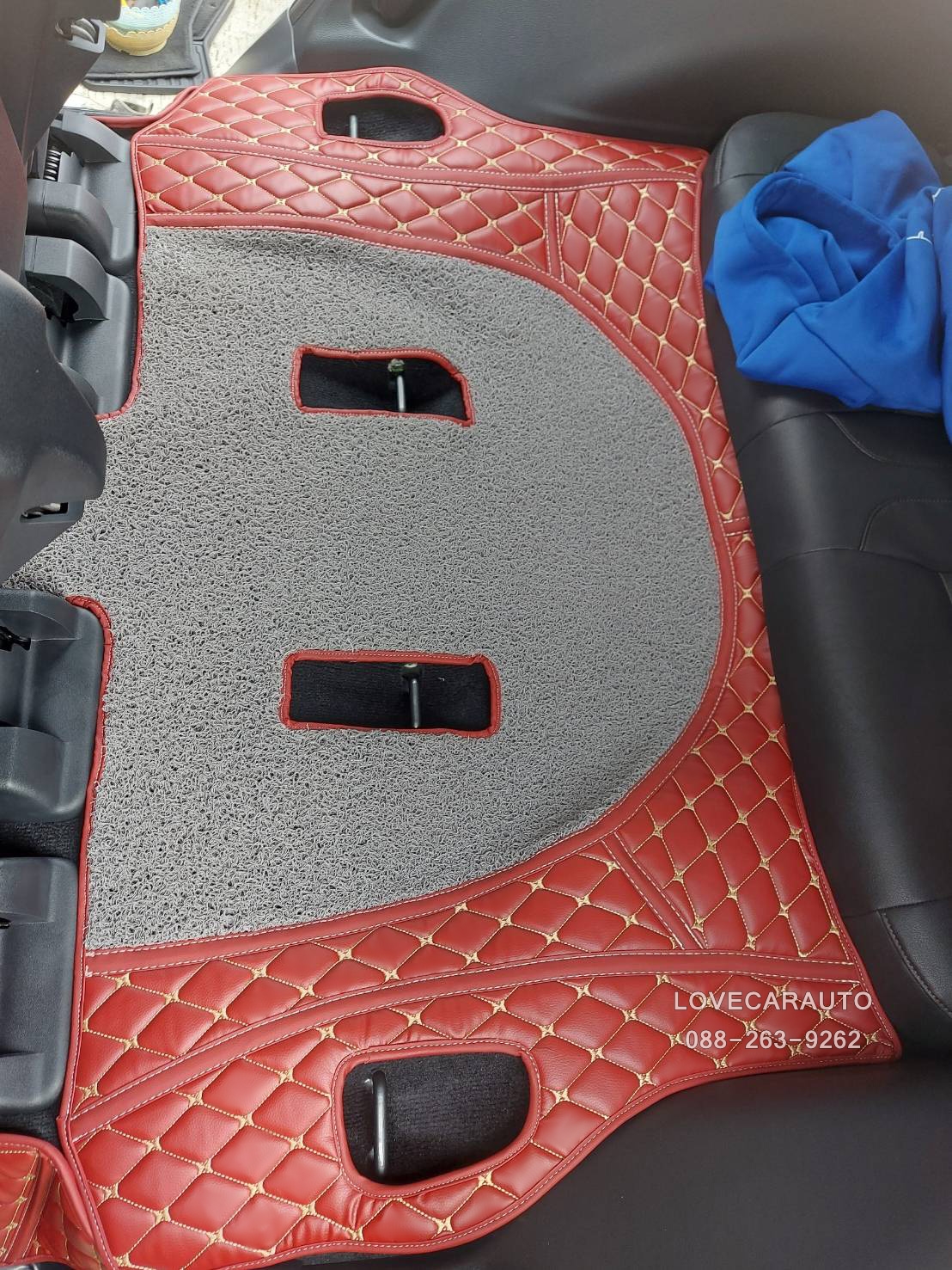 พรมปูพื้นรถ8d nissan terra 2022 ไวนิลดักฝุ่นสีเทา เย็บติด พรมหนัง6Dสีแดงไวน์