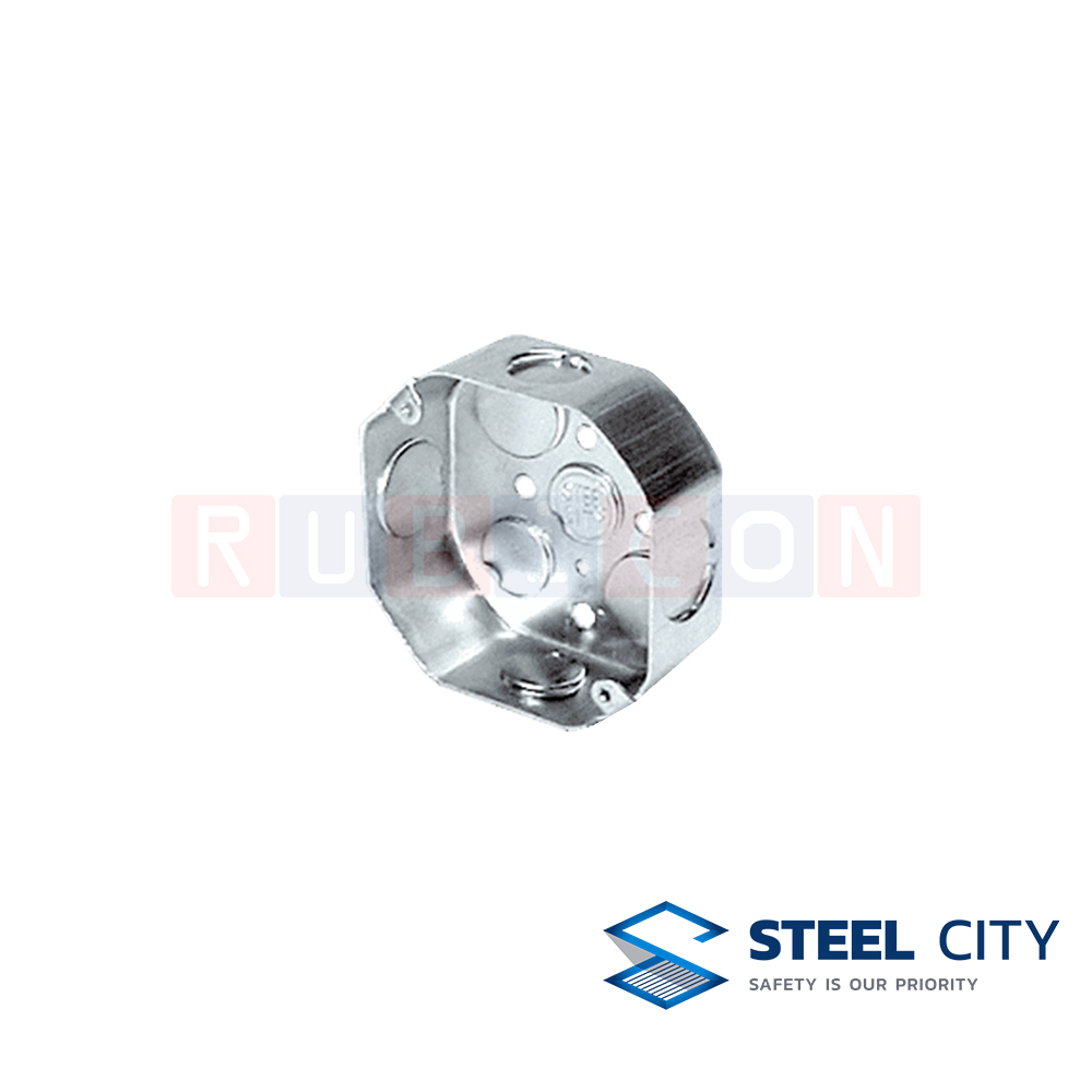 STEEL CITY BX61 อ๊อกตะก้อนบ๊อกซ์ ตื้น 1/2" x 3/4" x 1/2" (OCTAGON BOXES) หนา 1.0 mm.