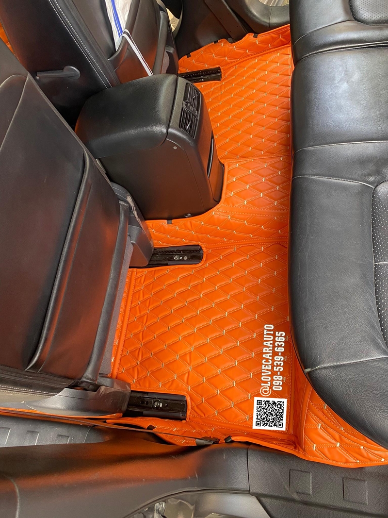 พรมปูพื้นรถยนต์ 6D Nissan x-trail 2012 พรมvvip สีส้มด้ายทอง + ท้าย
