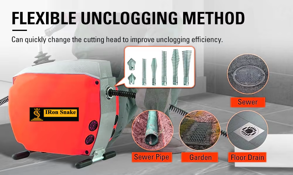 เครื่องทะลวงท่อ งูเหล็ก ironsnake รุ่น D-170 งูเหล็กทะลวงท่อ เครื่องทะลวงท่อไฟฟ้า