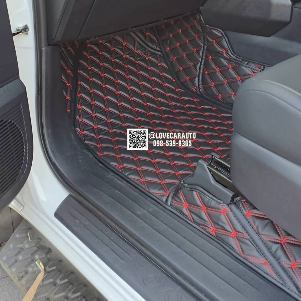 พรมปูพื้นรถยนต์ toyota travo 4ประตู พรมVVIPด้ายคู่ดำด้ายแดง