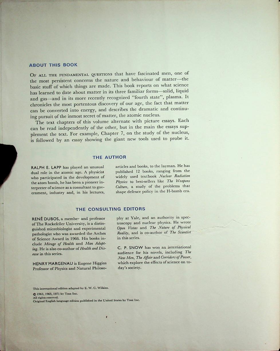 LIFE SCIENCE LIBRARY : MATTER